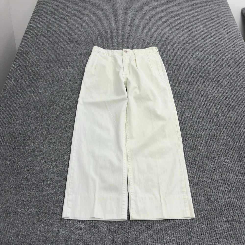 Vintage Polo Ralph Lauren Pants 14 Prep White Cotton Pleated Trousers Classic